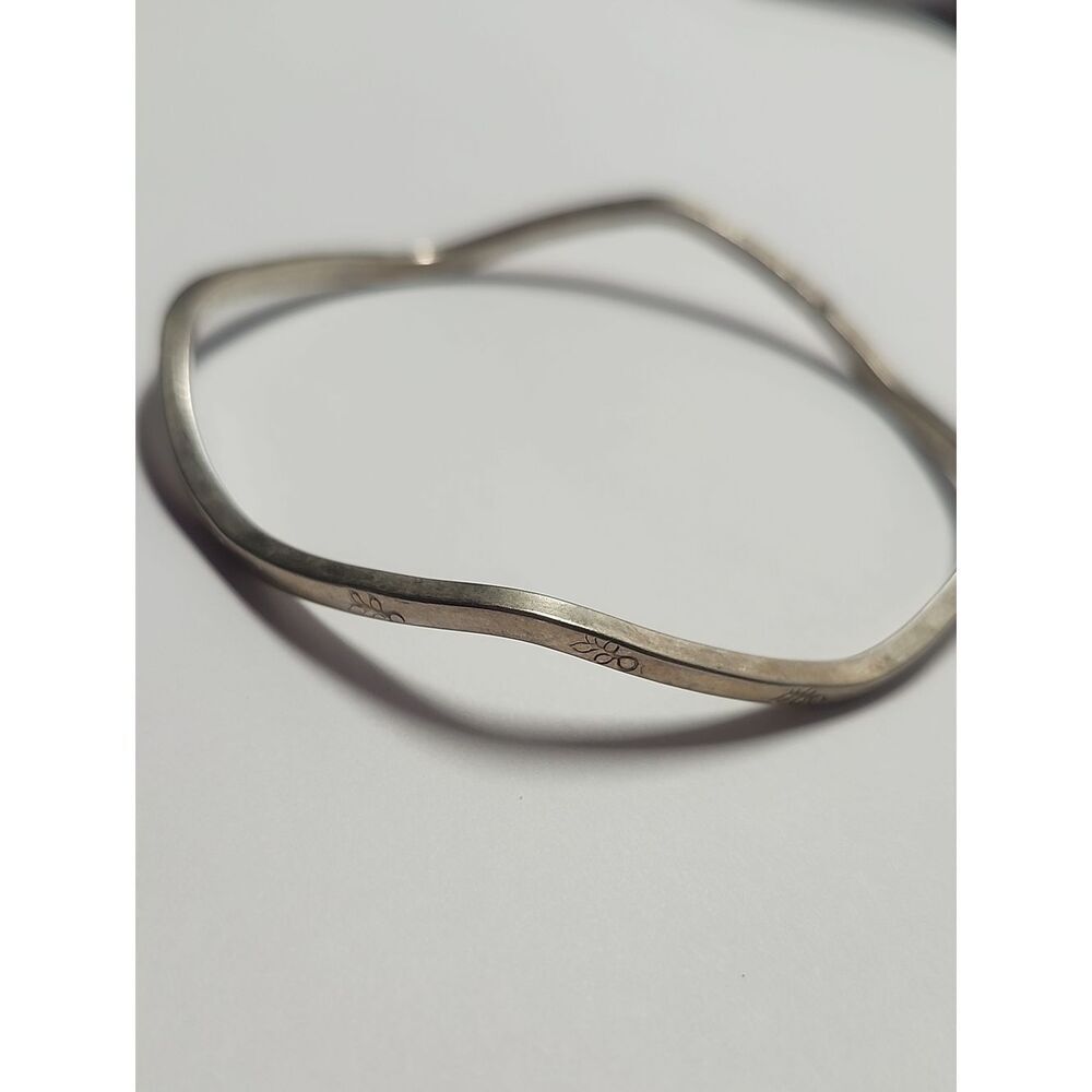 Vintage Alpaca Mexico Silver Wavy Bangle Bracelet